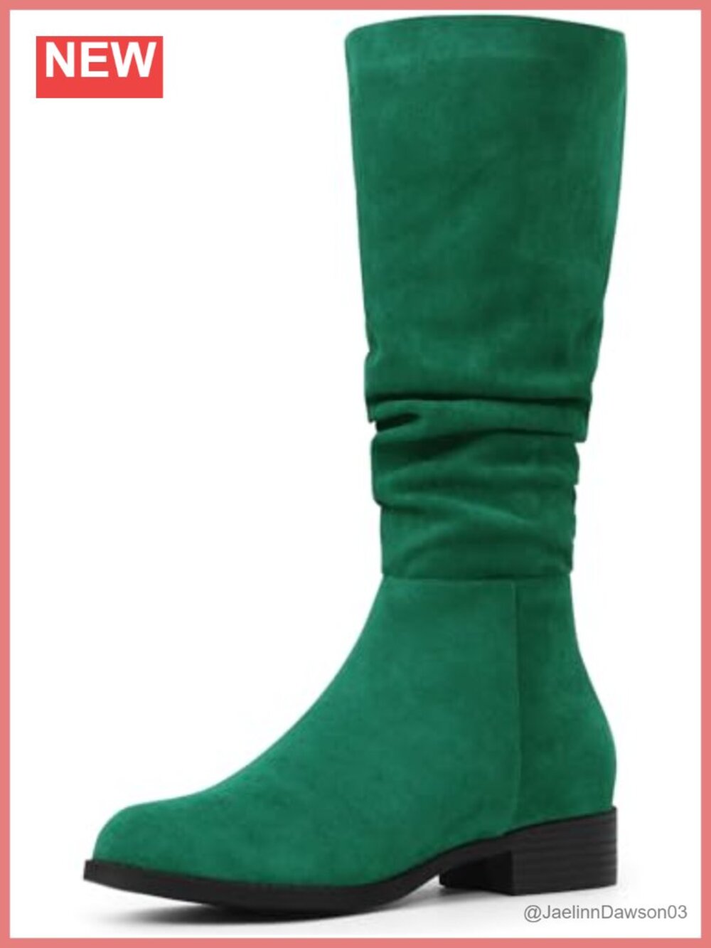 Allegra K Women's Faux Suede Slouch Knee High Boots Low Heel Round Toe
